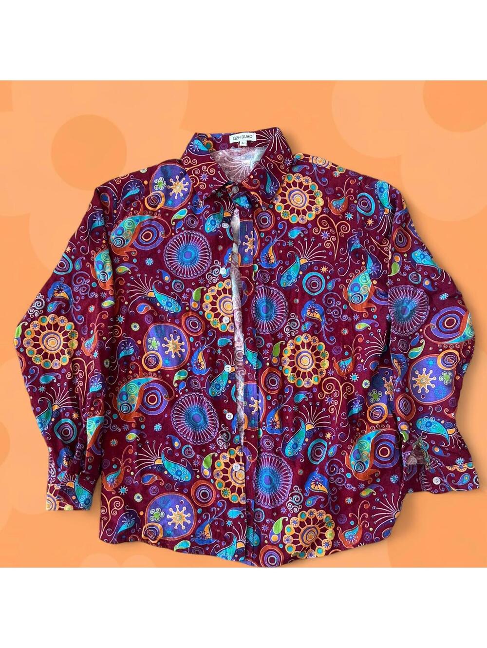 QZH.Duao paisley floral pattern red shirt